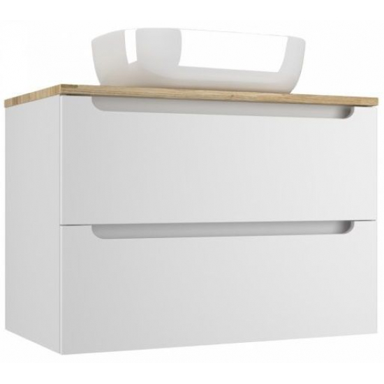 Тумба с раковиной STYLE LINE Бали 80 белый софт со столешницей, раковина MODUO 50 Square