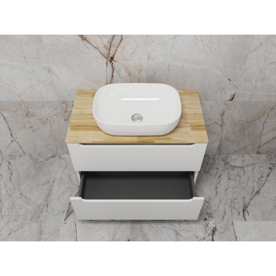 Тумба с раковиной STYLE LINE Бали 80 белый софт со столешницей, раковина MODUO 50 Square