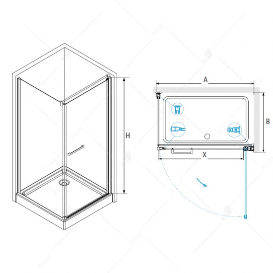 Душевой уголок RGW Passage PA-48 70x70 стекло прозрачное, профиль хром