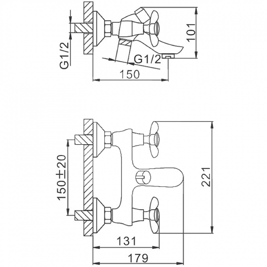 Смеситель для ванны FRAP H731 F32731-B хром