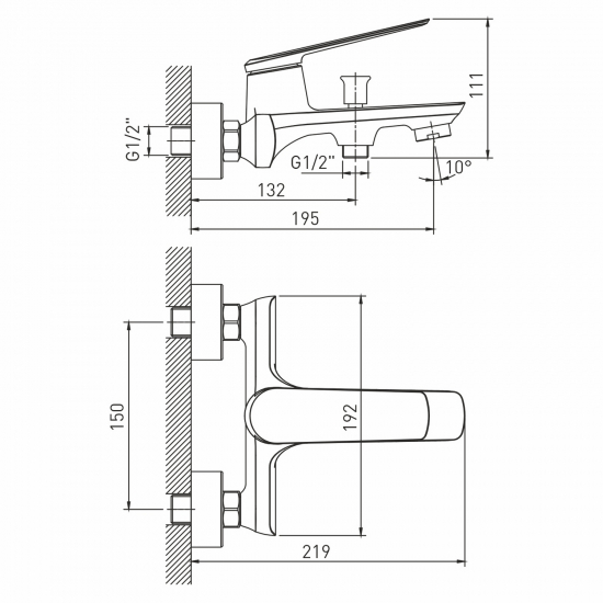 Смеситель для ванны MIXLINE ML25-01 Real