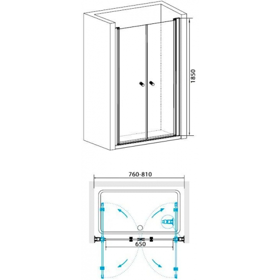 Душевая дверь в нишу RGW Passage PA-04 80x185 стекло прозрачное, профиль хром
