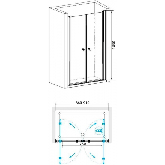 Душевая дверь в нишу RGW Passage PA-04 90x185 стекло прозрачное, профиль хром