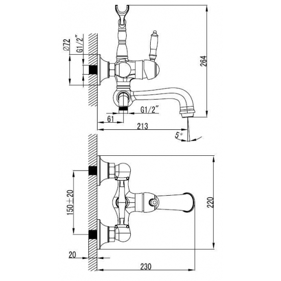 Смеситель для ванны LEMARK Villa LM4812B