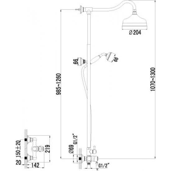 Душевая стойка LEMARK Villa LM4860B бронза