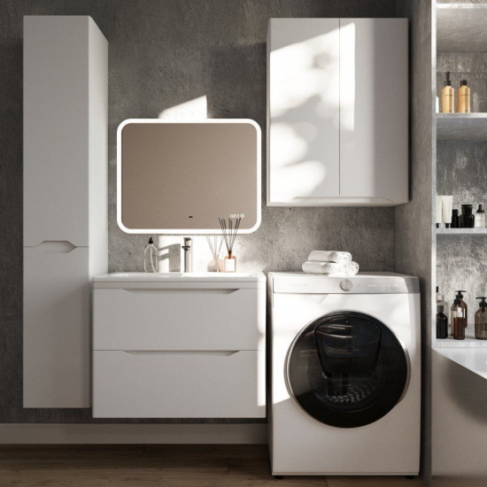 Шкаф-пенал STYLE LINE Марелла 30 L Люкс Plus, антискрейтч белый матовый, с бельевой корзиной