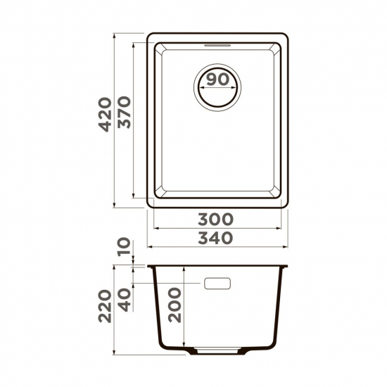 Мойка для кухни OMOIKIRI Kata 34-U 340х420 мм, карамель