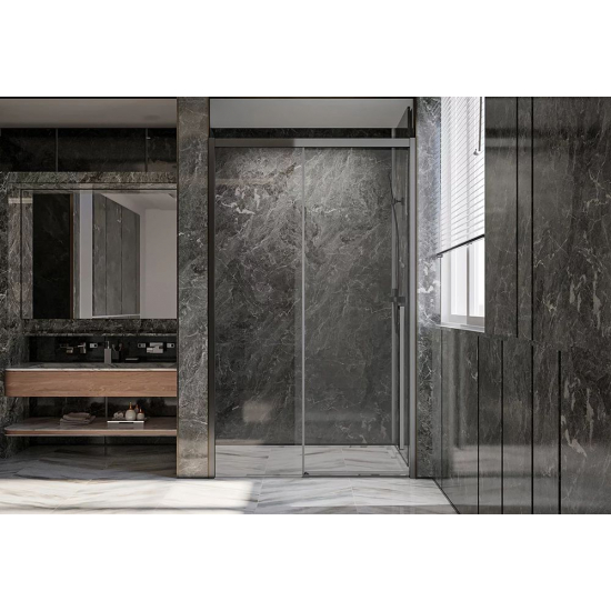 Душевая дверь в нишу VECONI Premium Trento PTD-30GR 150x200 стекло прозрачное, профиль графит