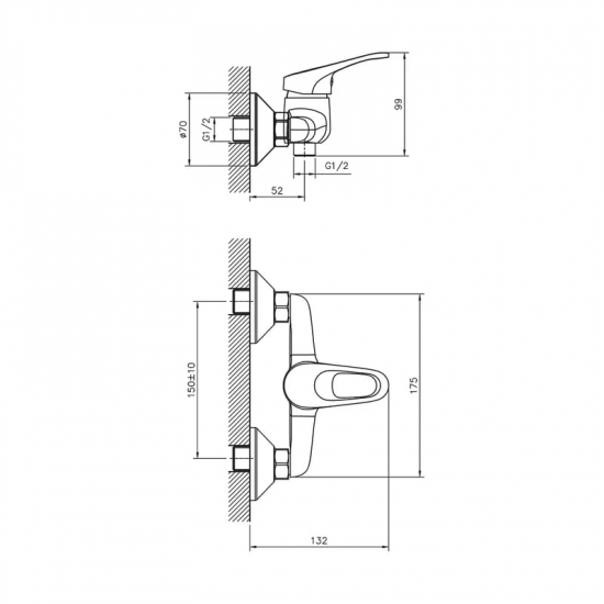 Смеситель для душа DECOROOM DR21055 хром