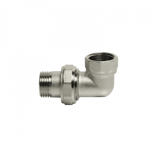 Американка угловая VRT 1/2" x 1/2" латунная 15 мм, никель