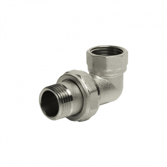 Американка угловая VRT 1/2" x 1/2" латунная 15 мм, никель