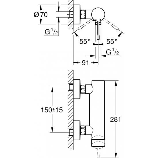 Смеситель для душа GROHE Essence New 33636001 хром