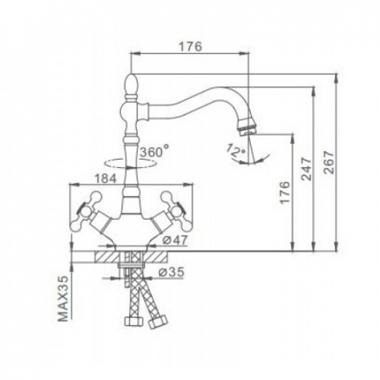 Смеситель для кухни FRAP F4019-4 бронза