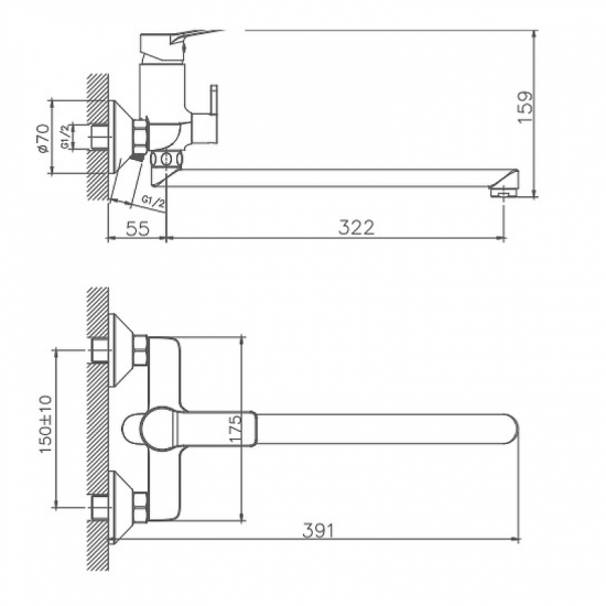 Смеситель для ванны HAIBA HB22559 хром