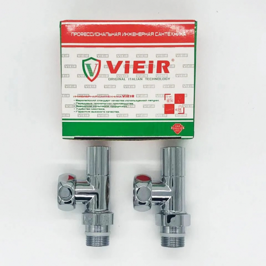 Вентиль запорный для полотенцесушителя VIEIR VR2045B 1"х3/4" г-ш угловой, ручка колпачек