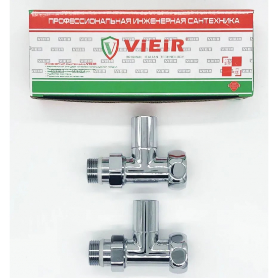 Вентиль запорный для полотенцесушителя VIEIR VR2045F 1"х3/4" г-ш прямой, ручка колпачек
