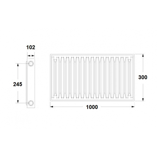 Радиатор стальной BERGERR тип 22  300/1000 1477 Вт