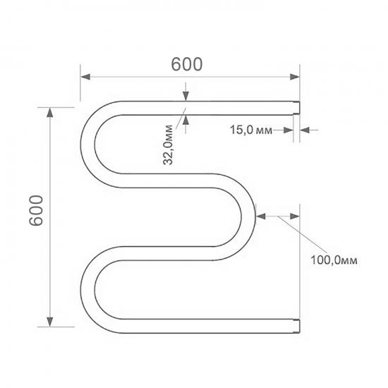 Полотенцесушитель водяной ZOX M-образный 60x60 1''
