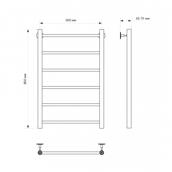 Полотенцесушитель водяной MIXLINE Vega 80х50 Г2 1/2'' лесенка, 6 перекладин