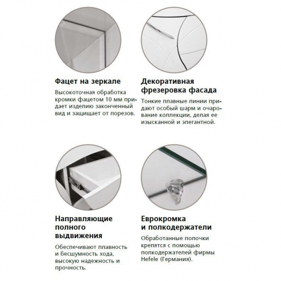 Тумба с раковиной STYLE LINE Амелия 65 белая, раковина Балтика 65
