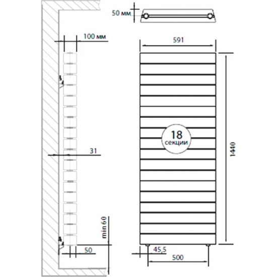 Радиатор биметаллический ROYAL THERMO Piano Forte Tower silver satin 18 секций, серый