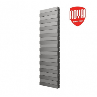 Радиатор биметаллический ROYAL THERMO Piano Forte Tower silver satin 22 секции, серый