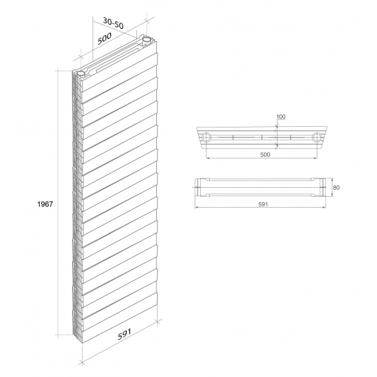 Радиатор биметаллический ROYAL THERMO PianoForte Tower Silver Satin 22 секции
