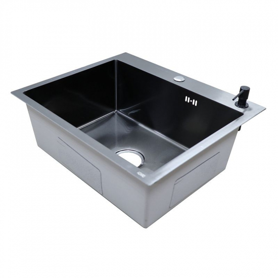 Мойка для кухни AZARIO Nicole AZB6050N 600х500x3 мм, нержавеющая сталь, чёрный