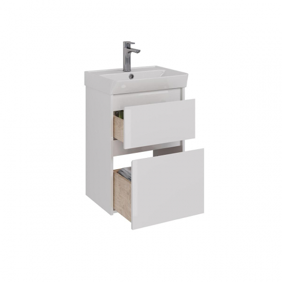Тумба для комплекта LEMARK Combi 50, 2 ящика, белый глянец, под раковину Neon 50