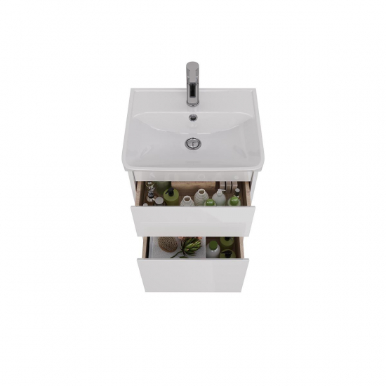 Тумба для комплекта LEMARK Combi 50, 2 ящика, белый глянец, под раковину Neon 50