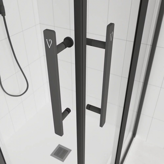 Душевой уголок VECONI Evo 300 B 110x90 стекло прозрачное, профиль чёрный