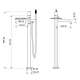 Смеситель для ванны напольный BOHEME Stick 129-GM.4 оружейная сталь