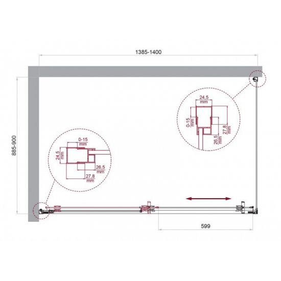 Душевой уголок BelBagno LUCE-AH-1-140/90-C-Cr стекло прозрачное, профиль хром