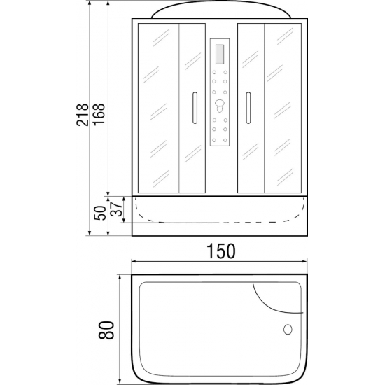 Душевой бокс RIVER Wisla 150/80/50 ТН