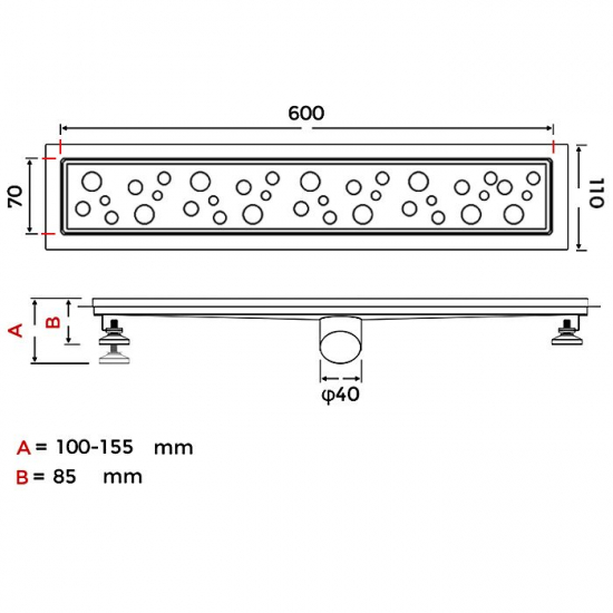 Душевой лоток GAPPO G86007-2 70x600 комбинированный затвор