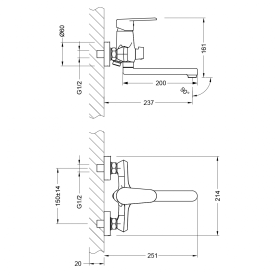 Смеситель для ванны LEMARK Point LM0317C