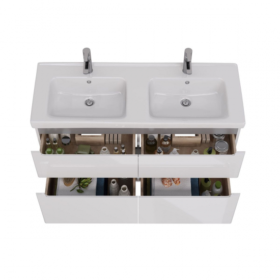 Тумба для комплекта LEMARK Buno 125, 4 ящика, белая, под раковину Гармония 125