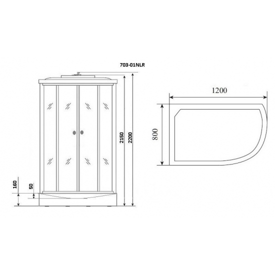 Душевая кабина NIAGARA NG-703-01LN 120x80x220 с низким поддоном