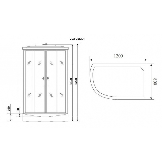 Душевая кабина NIAGARA NG-703-01RN 120x80x220 с низким поддоном