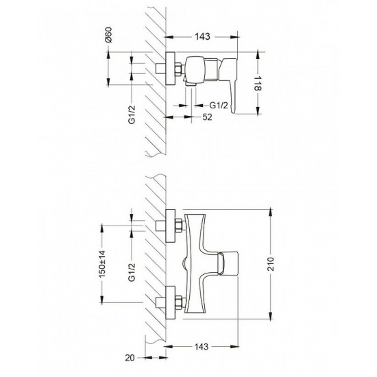 Смеситель для душа LEMARK Evitta LM0503C хром