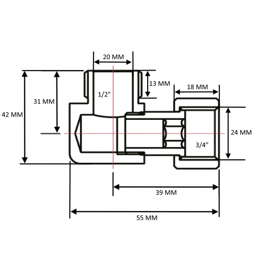 Соединение для полотенцесушителя SMART 3/4"x1/2" вн/нар, кор NEW угловое пара