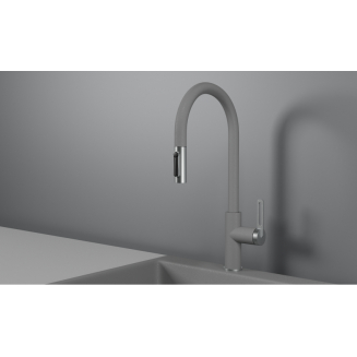 Смеситель для кухни GRANULA 8168 с вытяжным изливом, алюминиум