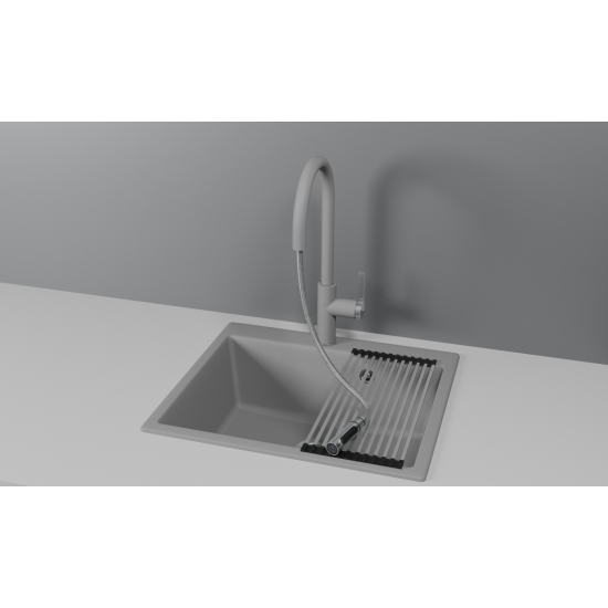 Смеситель для кухни GRANULA 8168 с вытяжным изливом, алюминиум