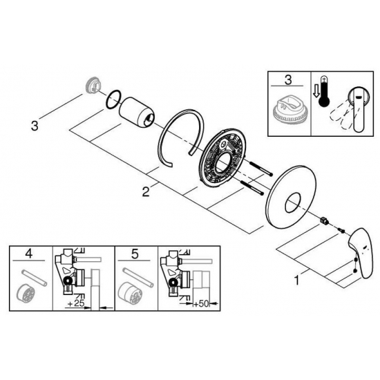Встраиваемый смеситель для душа и ванны GROHE Eurostyle 29098LS3 белая луна