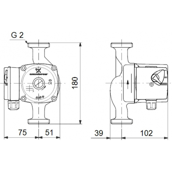 Циркуляционный насос GRUNDFOS UPS 32-40 с гайками