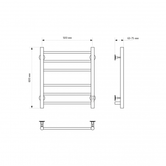 Полотенцесушитель электрический MIXLINE Vega 60x50 253 Вт, чёрный
