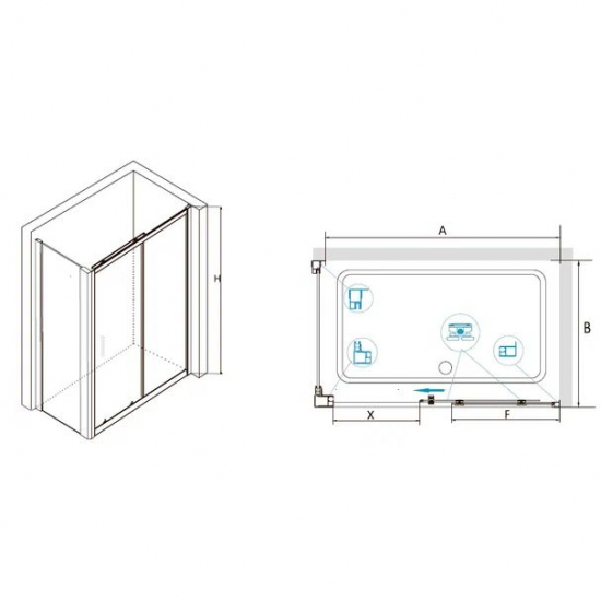 Душевой уголок RGW Classic CL-48B 110x70 стекло прозрачное, профиль чёрный