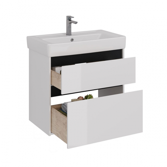Тумба для комплекта LEMARK Combi 80, 2 ящика, белая, под раковину Q80