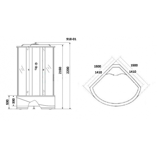 Душевая кабина NIAGARA NG-918-01N 150x150x220 с высоким поддоном, с сиденьем