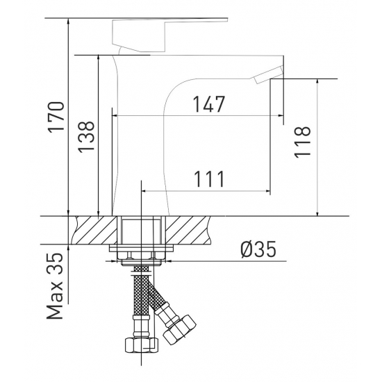 Смеситель для раковины MIXLINE Plus Steel Kit MLSS36-04 из нержавеющей стали